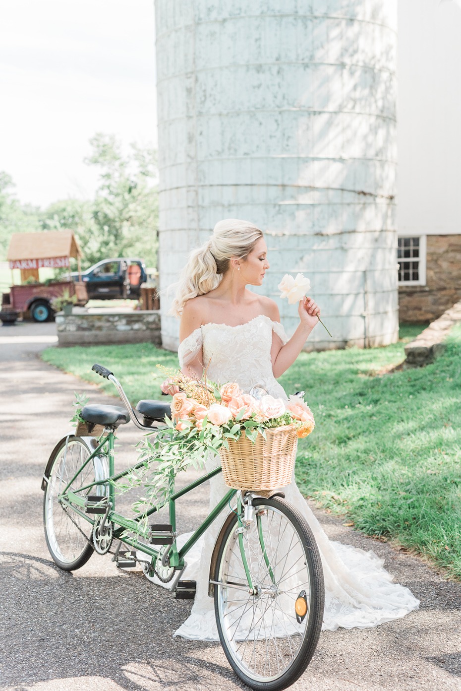 bride and a bicycle built for two