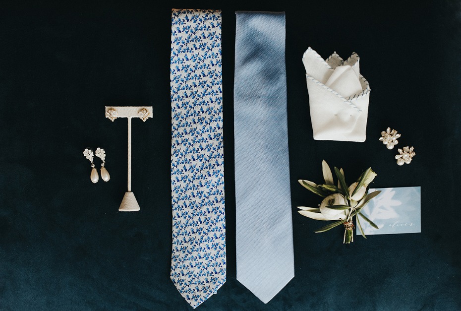 soft blue groom accessories and bridal jewelry