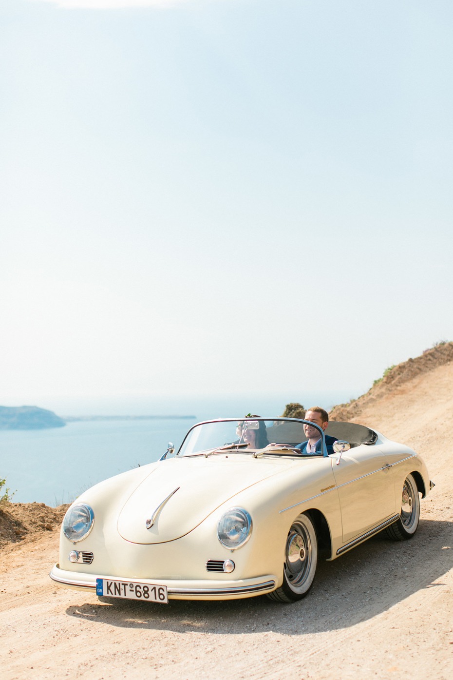 vintage Porsche wedding ride