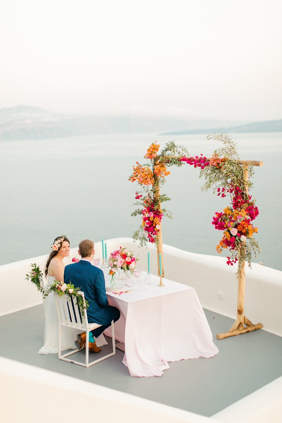 Romantic wedding dinner in Santorini