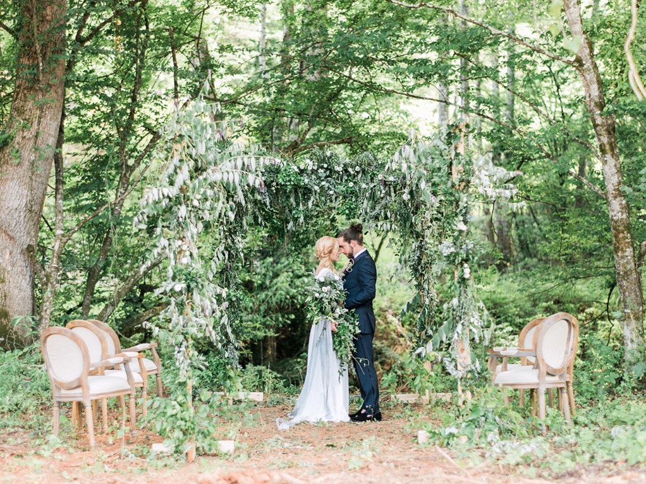 romantic over grown greenery forest wedding