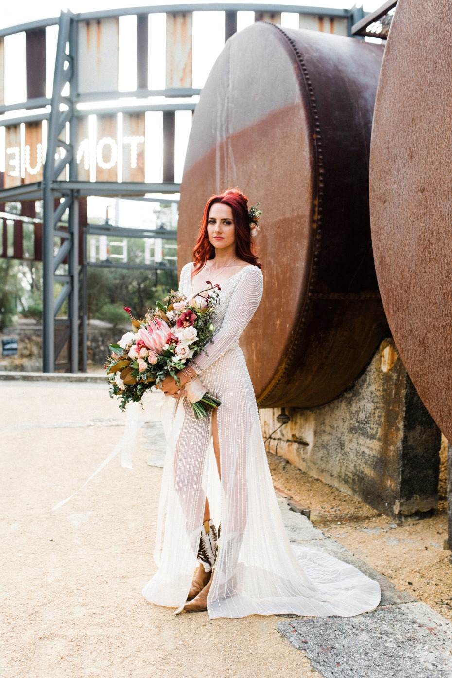 Modern beaded wedding dress from Amber Huett Couture