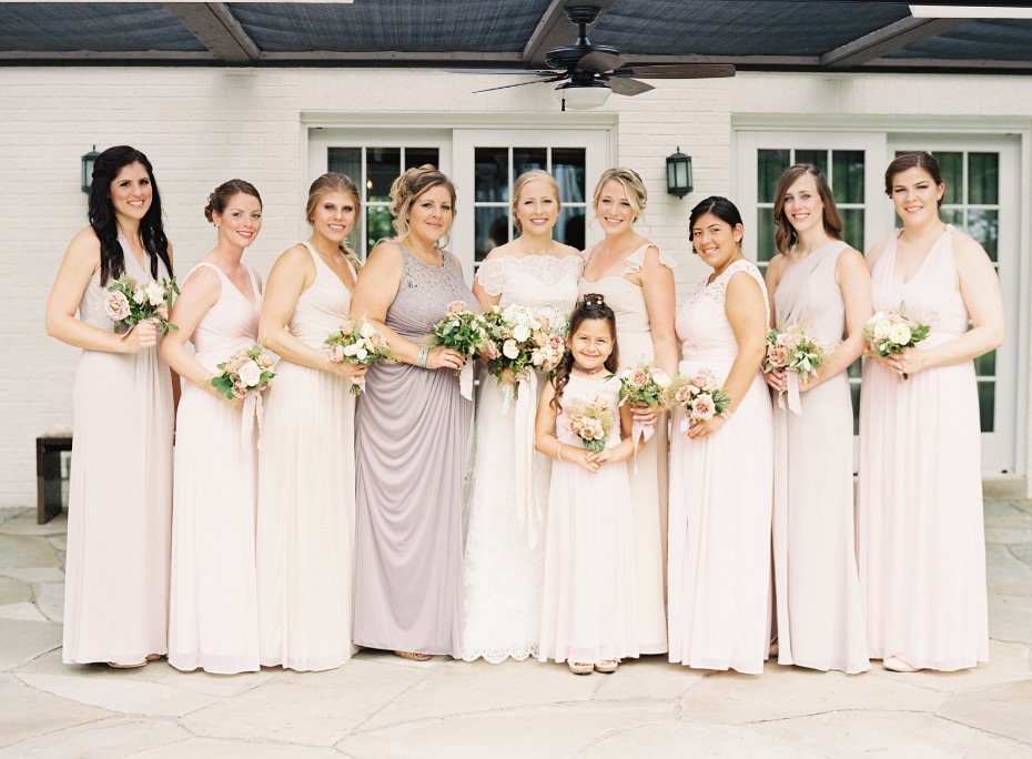 Neutral mismatched bridesmaid dresses
