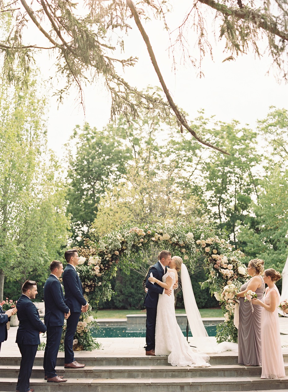 Poolside backyard wedding