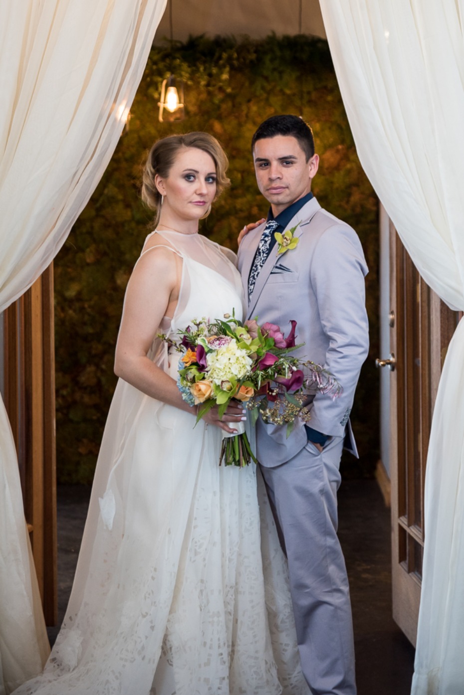 glamorous bride and groom wedding portrait