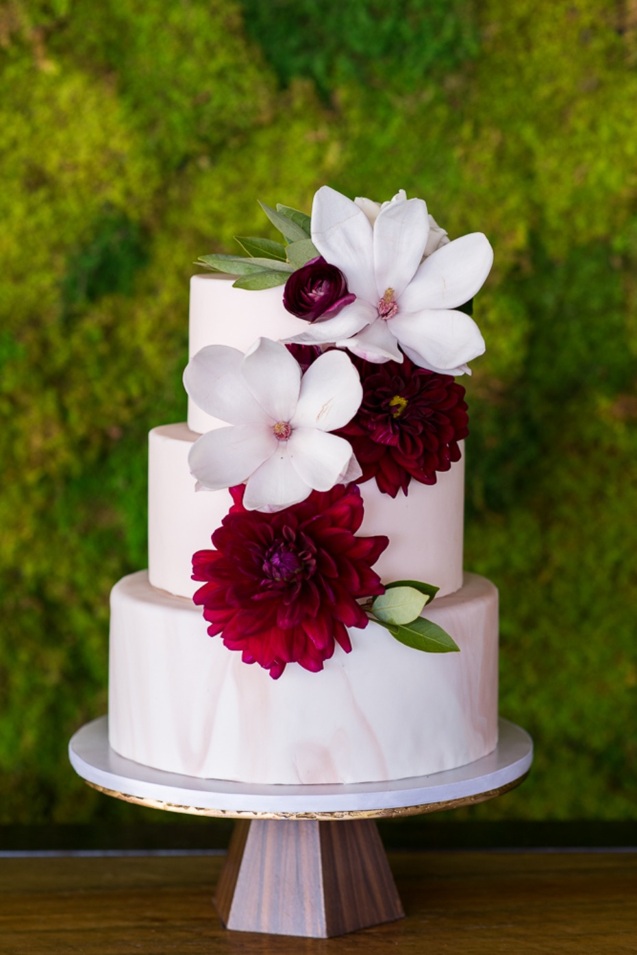 floral topped wedding cake