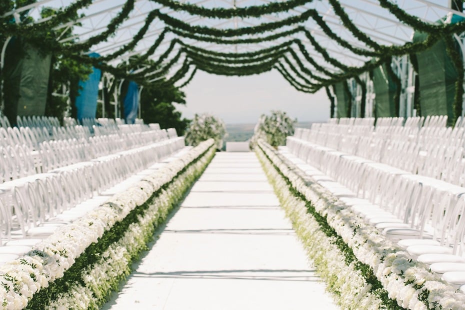 fashion runway style wedding ceremony seating