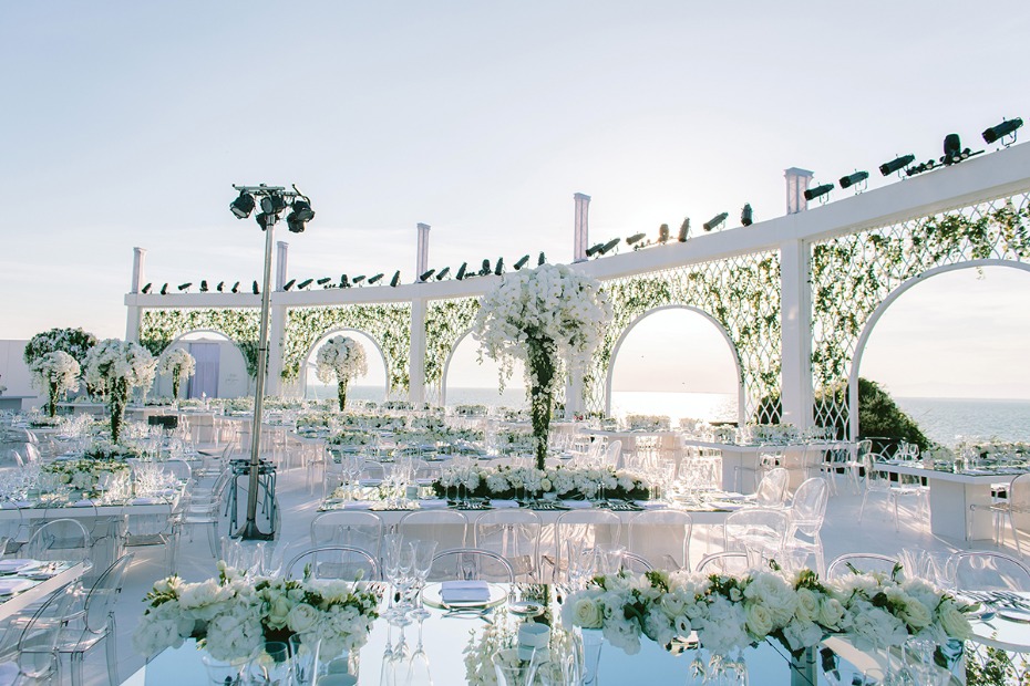 all white wedding reception in Greece