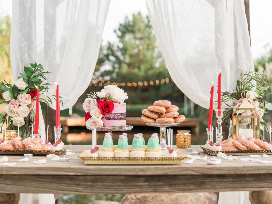 Donuts and cake dessert table