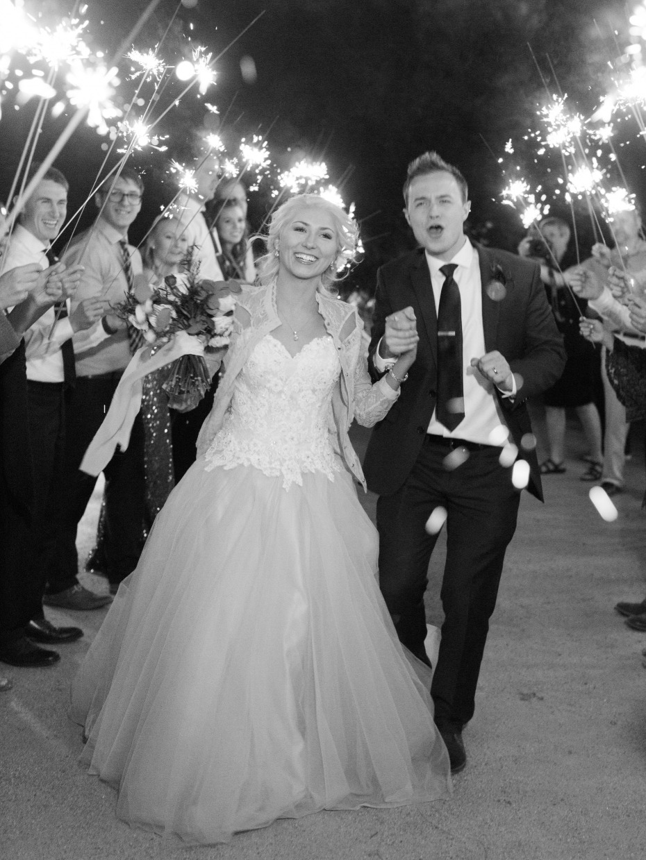 Sparkler exit for the newlyweds