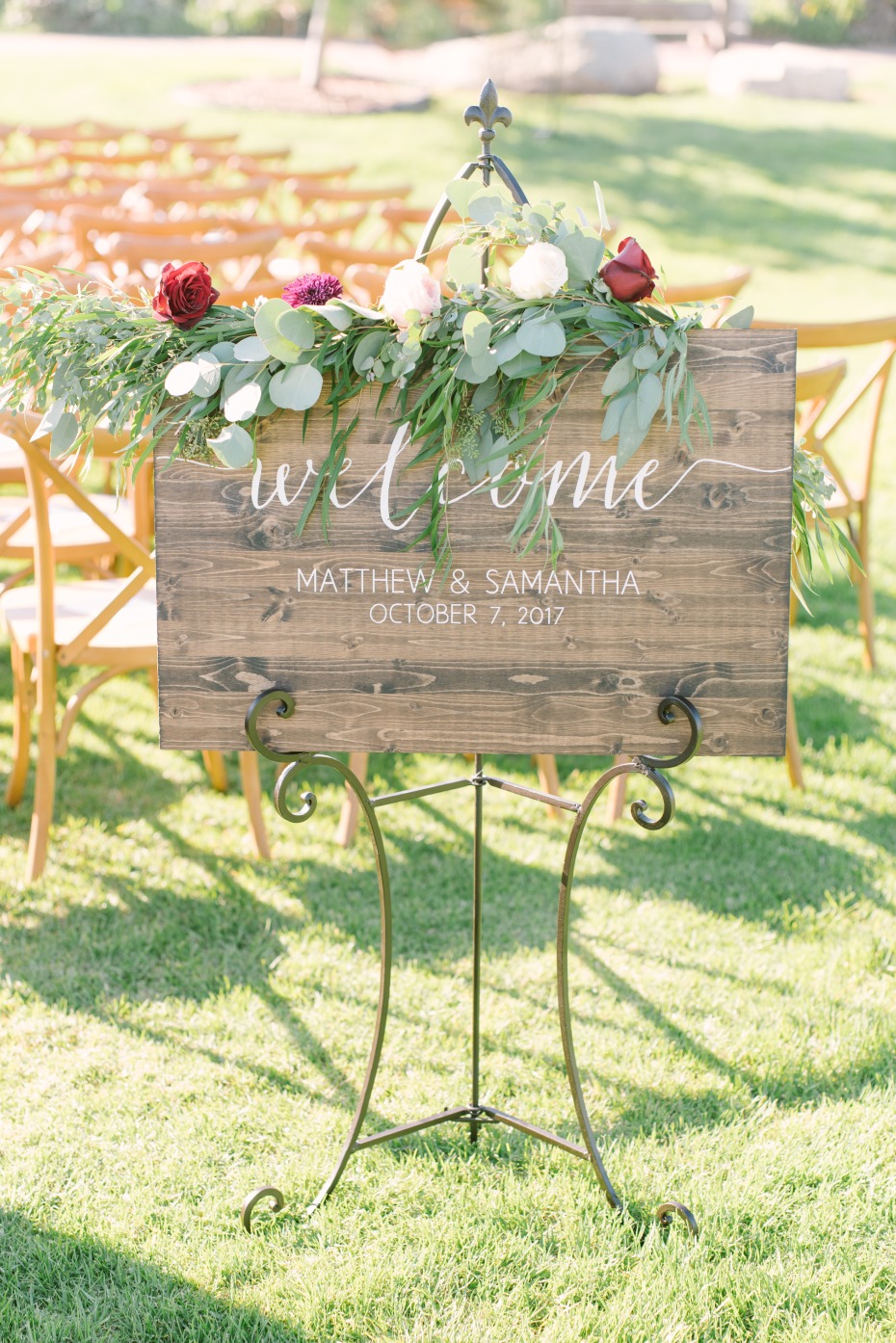 wood welcome wedding sign