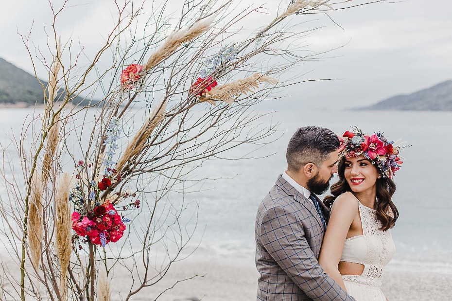 Bohemian beach wedding inspiration in Greece