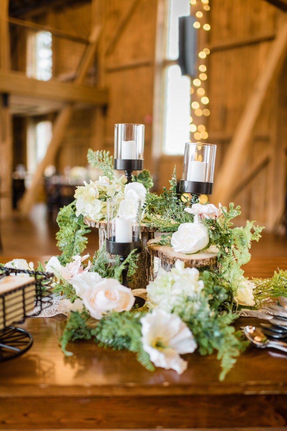 Reception florals and candle decor