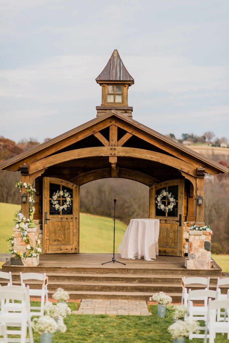 Rustic outdoor ceremony at Wyndridge Farm wedding in DC
