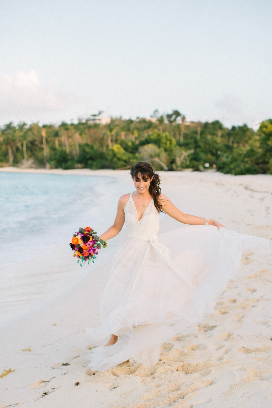 Happy beach bride