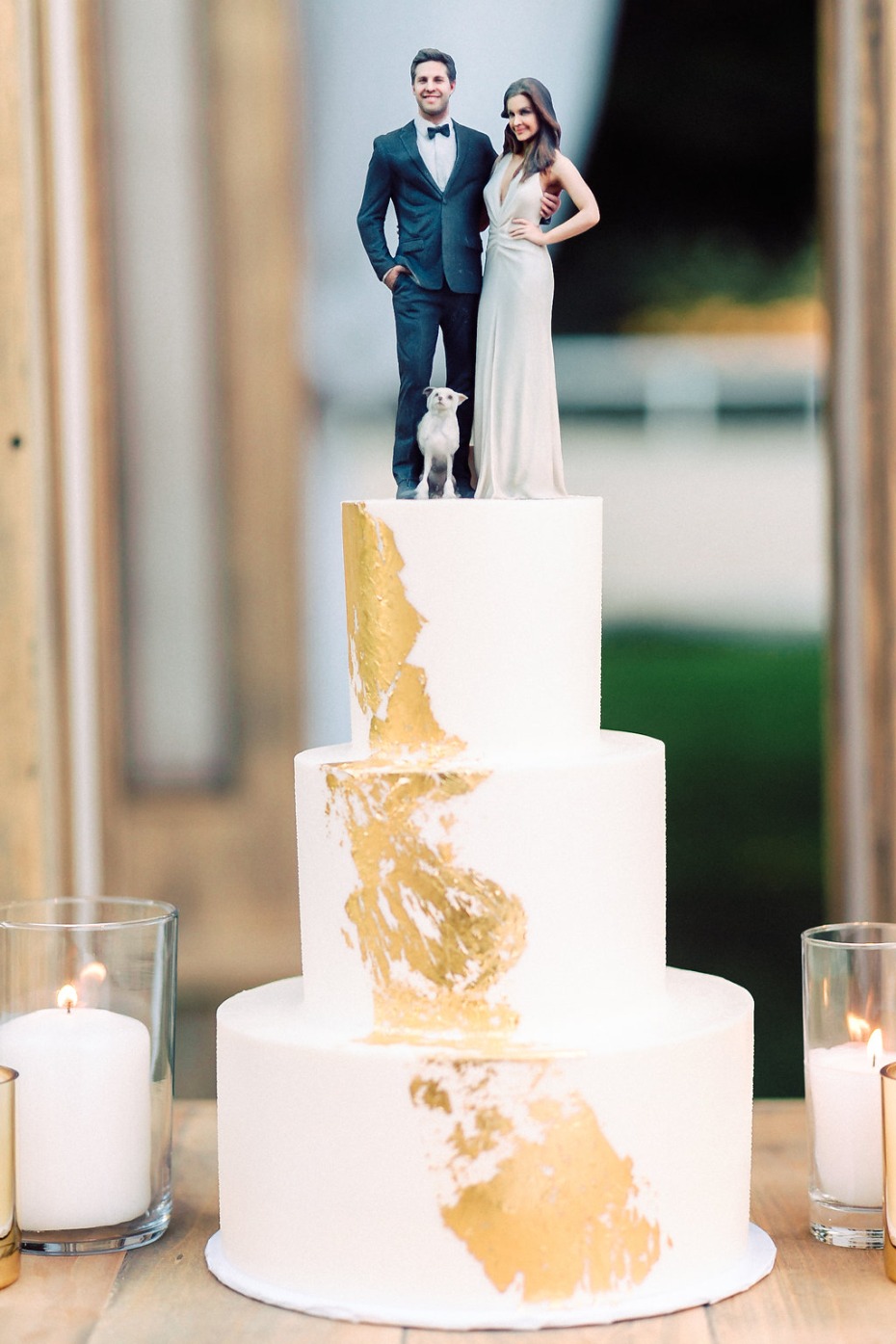 Gold foil wedding cake