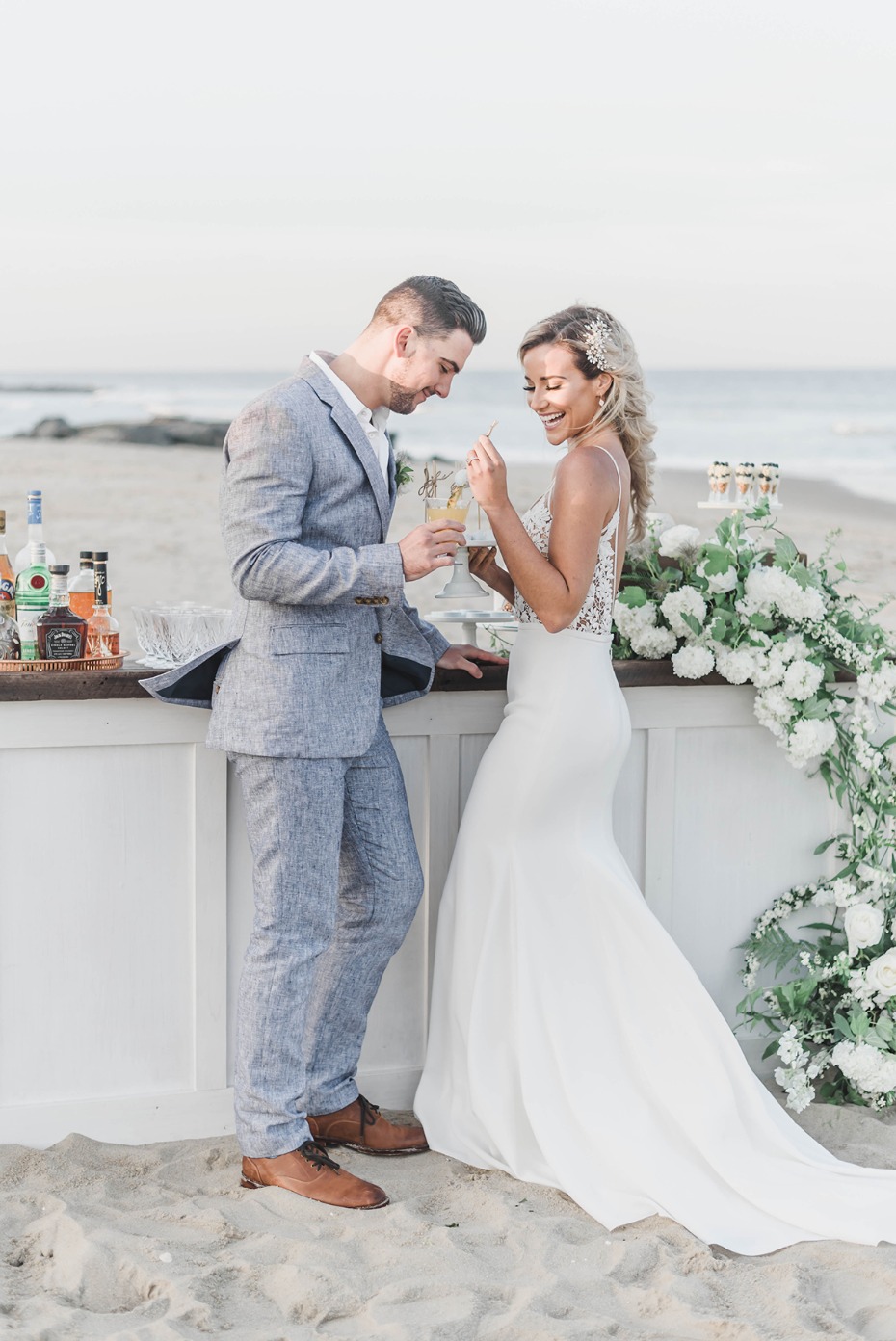 sweet beach wedding couple