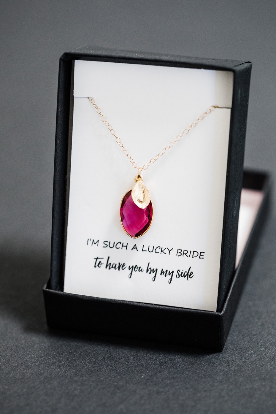 Birthstone bridesmaid gifts from Lilla Design