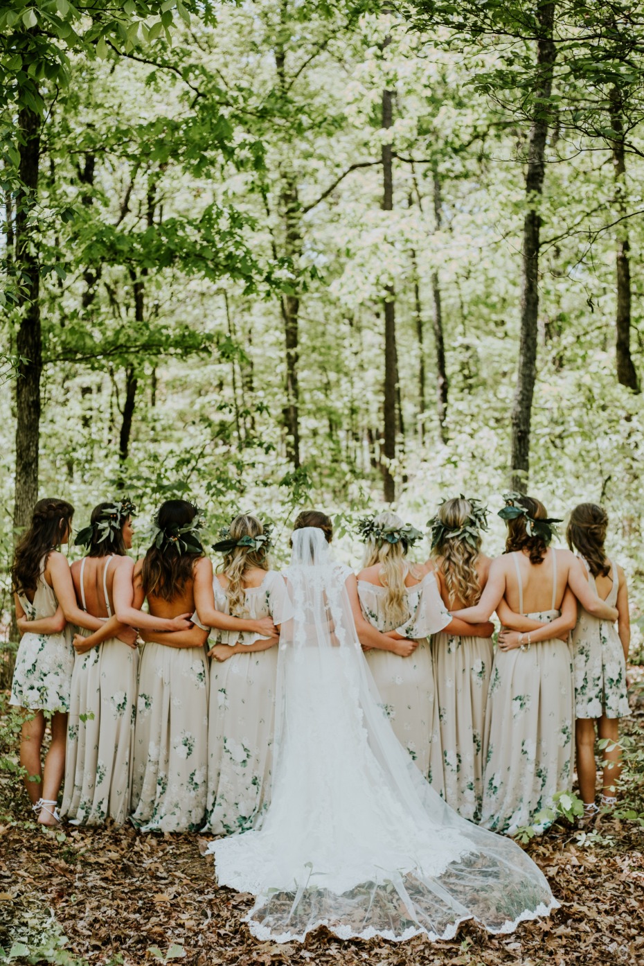 Bridesmaids Standing in Forest