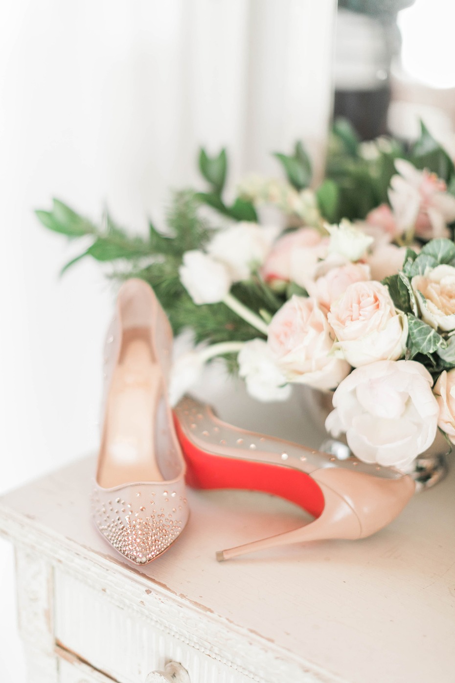 red bottomed wedding shoes