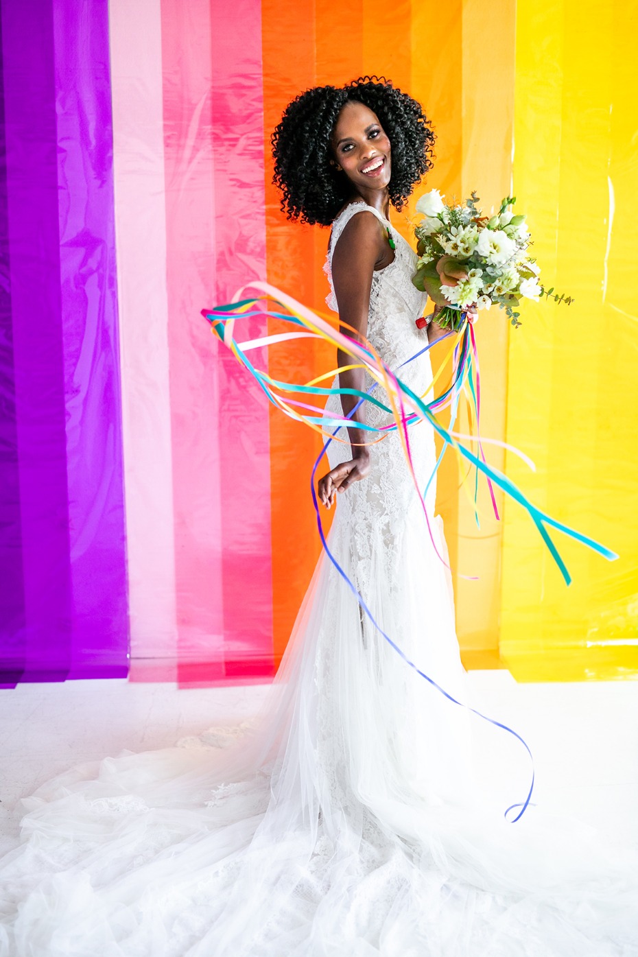 rainbow ribbons for your wedding bouquet