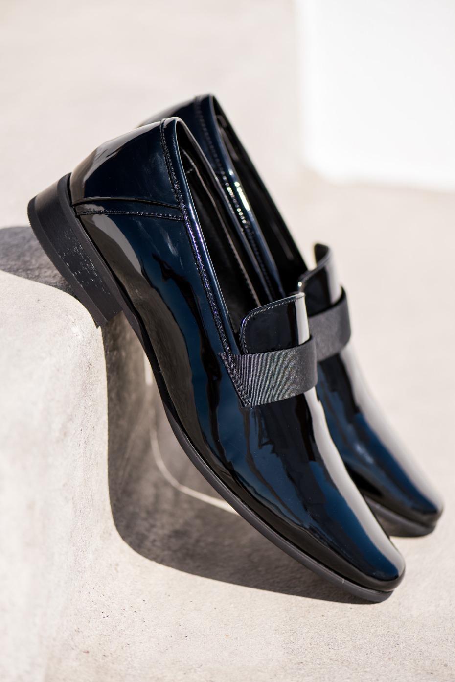 black patent leather shoes from the groom