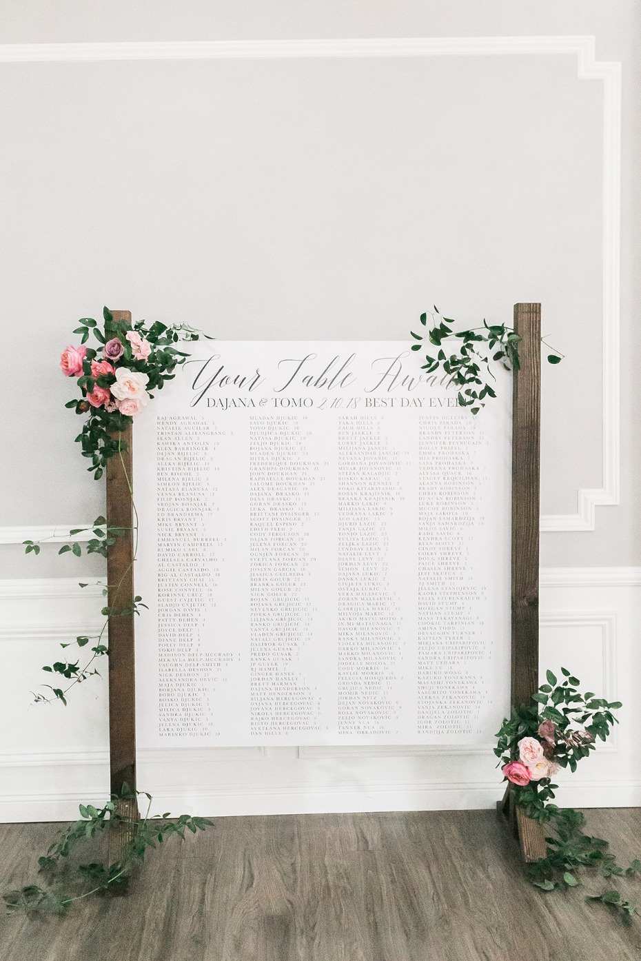 Seating chart for 250 guests