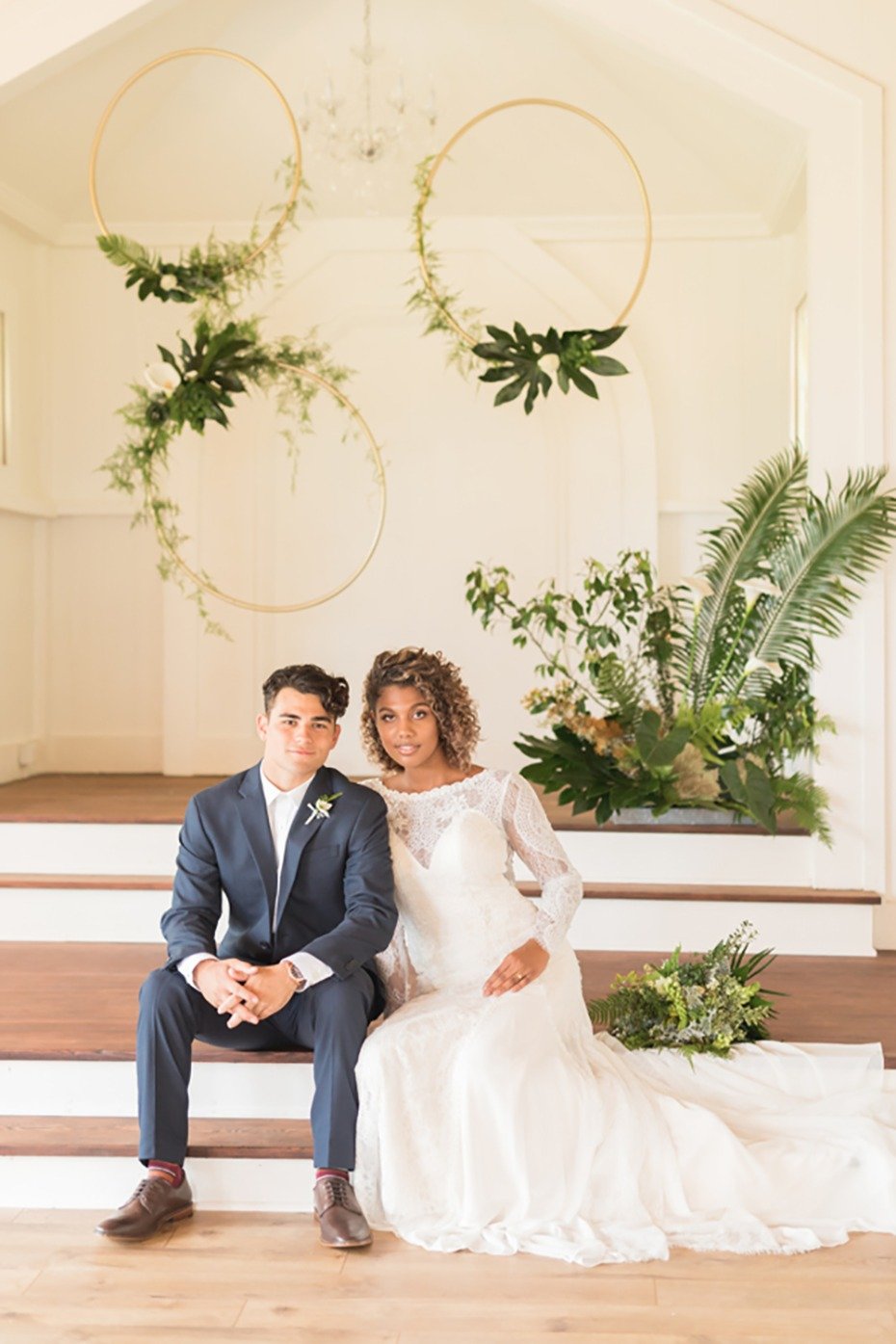 floating wreath wedding backdrop