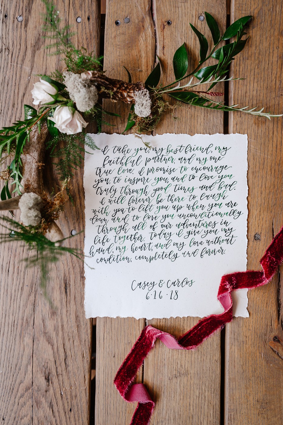 calligraphy wedding vows