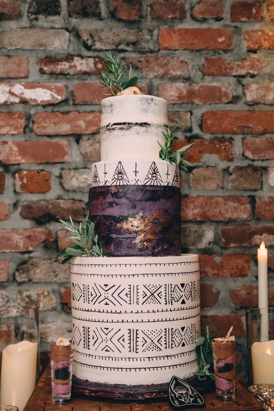 runes painted wedding cake