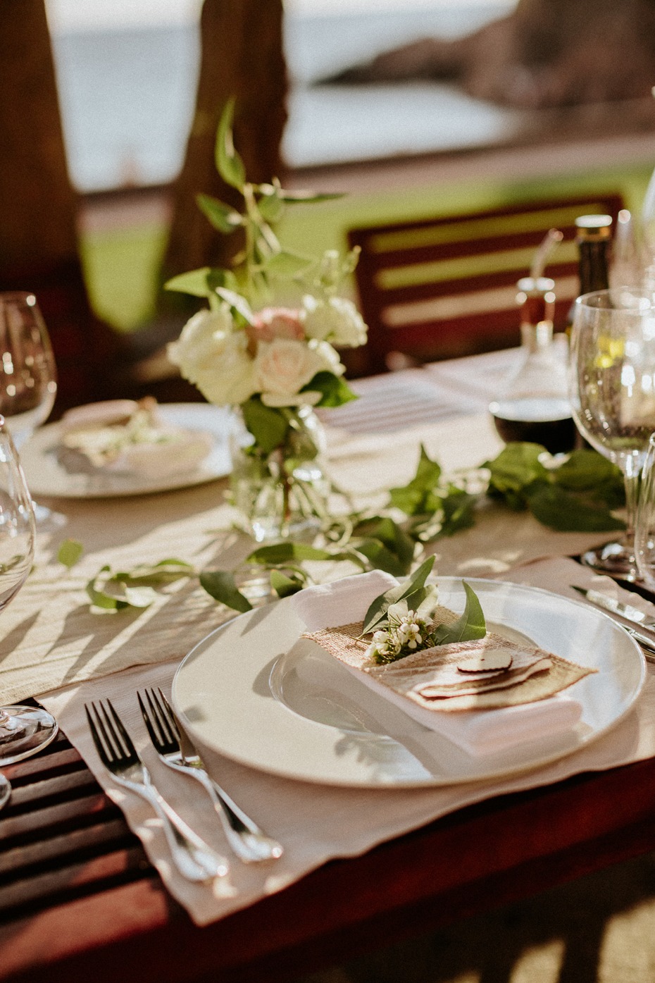 outdoor summer wedding reception place setting