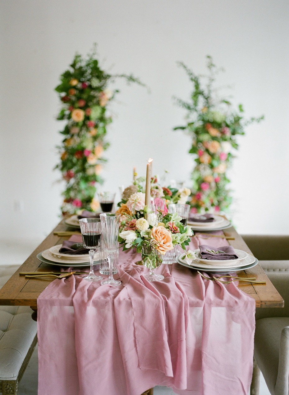 romantic floral forward wedding decor