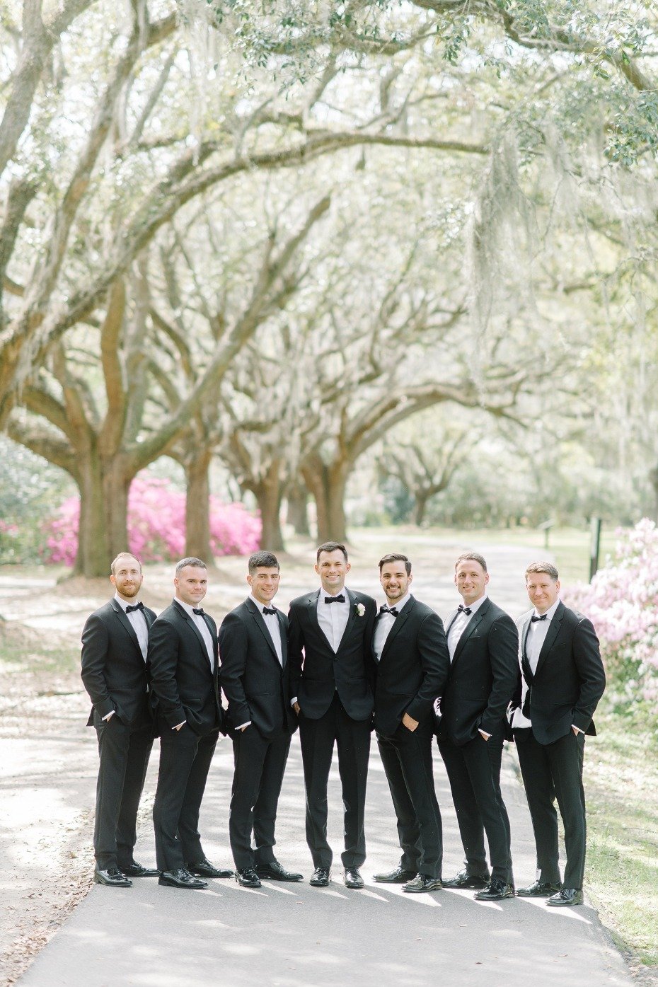 groomsmen in tuxedos
