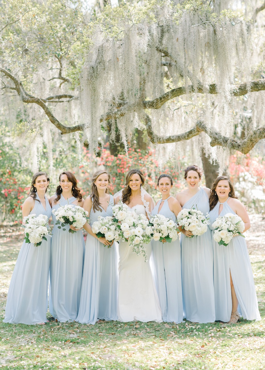 Bridesmaids in blue
