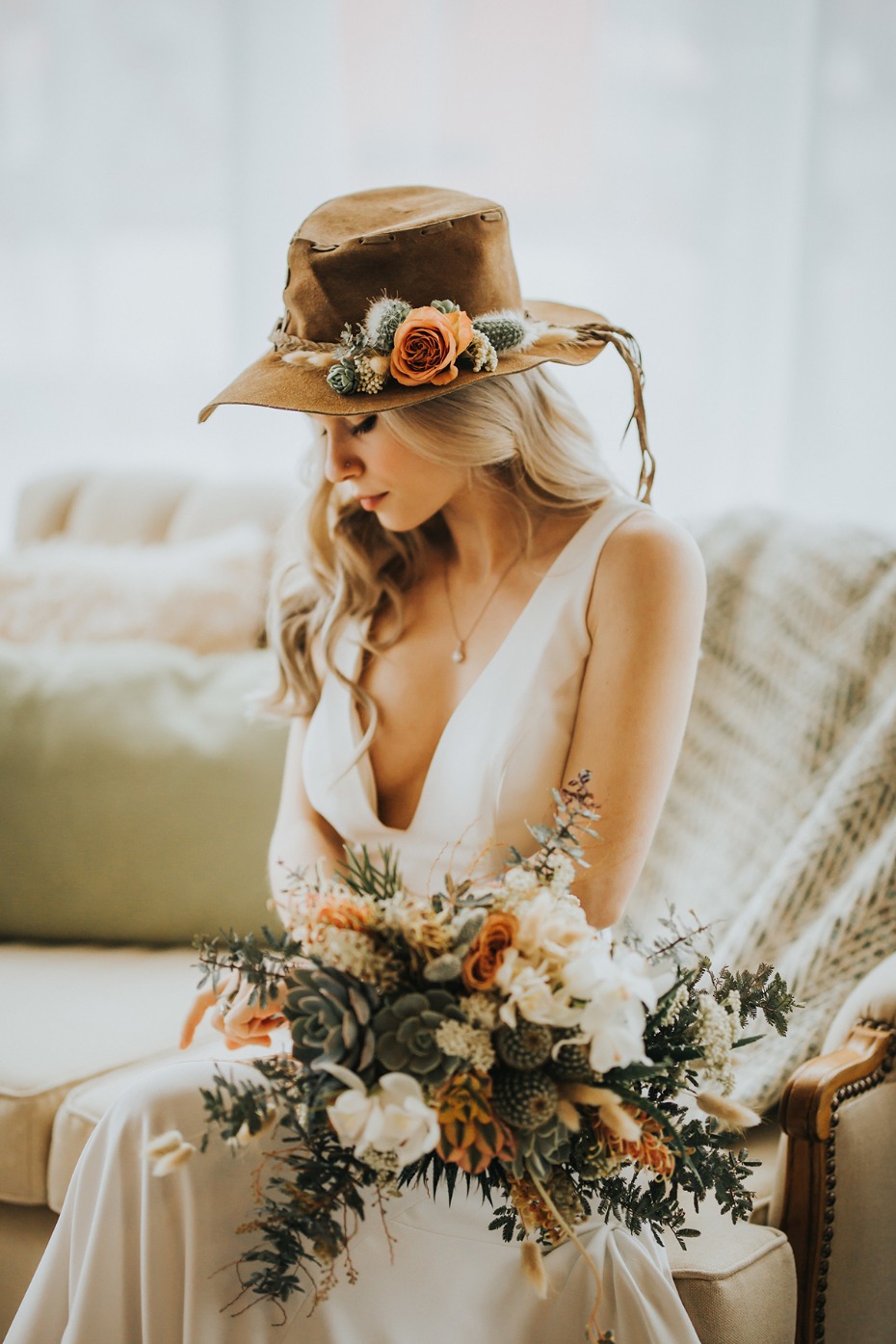 Desert boho wedding hat