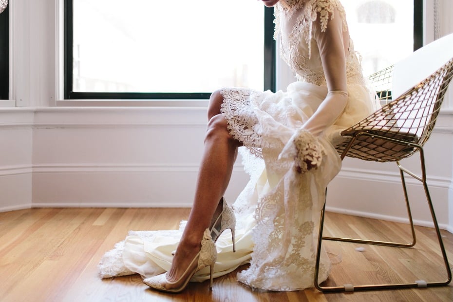 Lace bridal heels