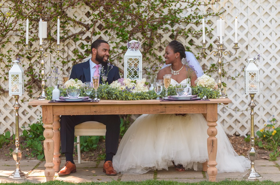 white garden wedding sweetheart table idea
