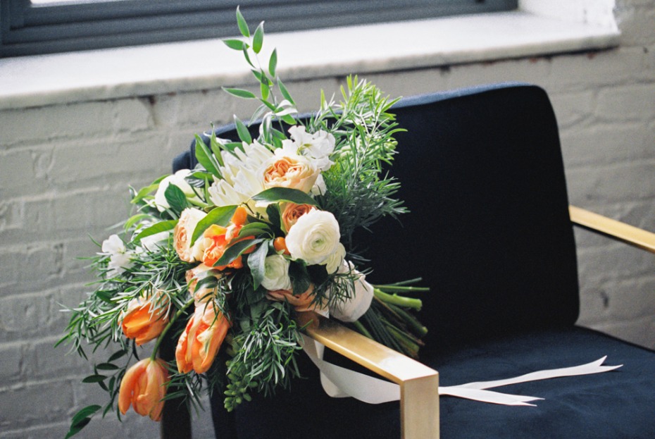 orange and white wedding bouquet
