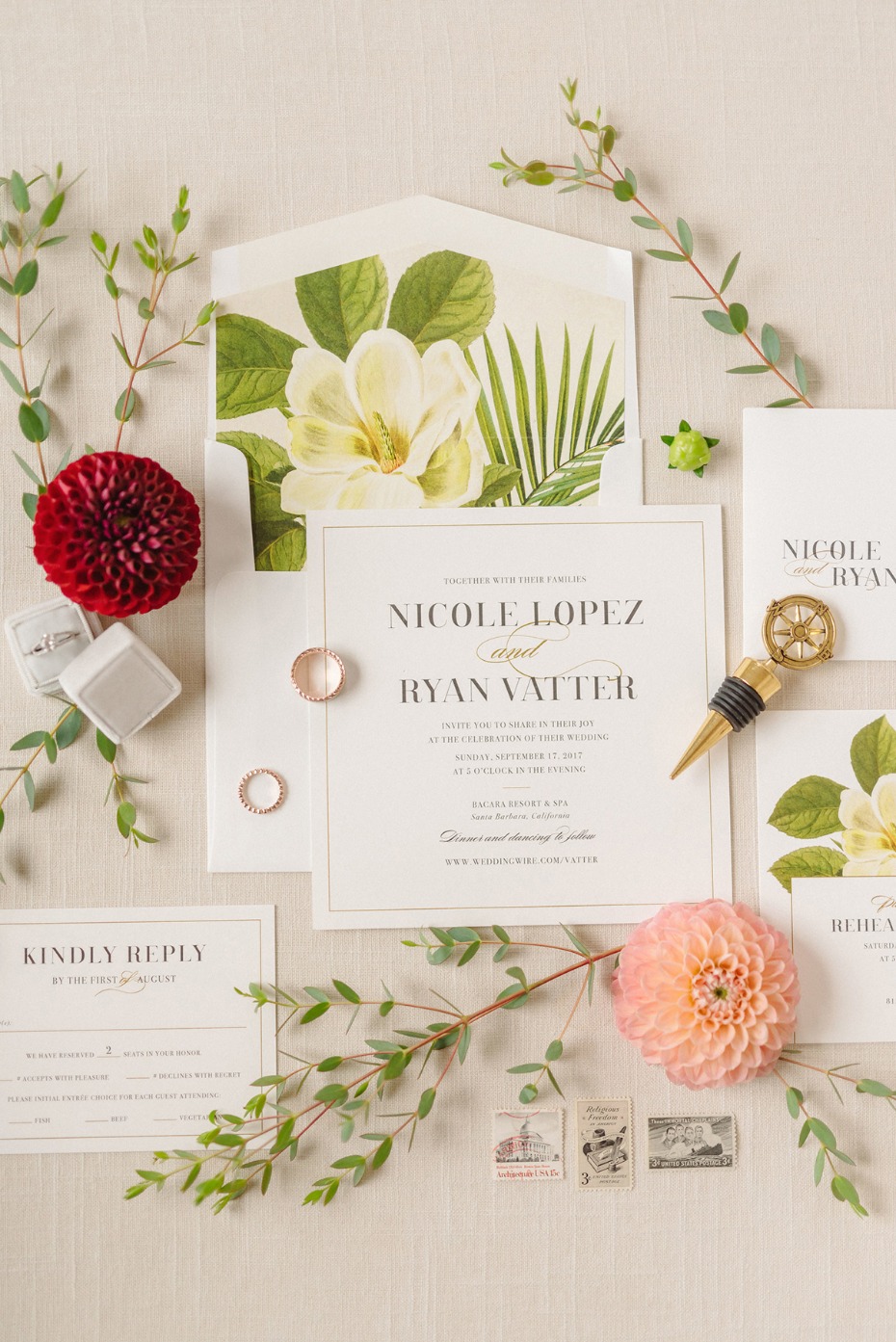 Romantic garden themed wedding invitations