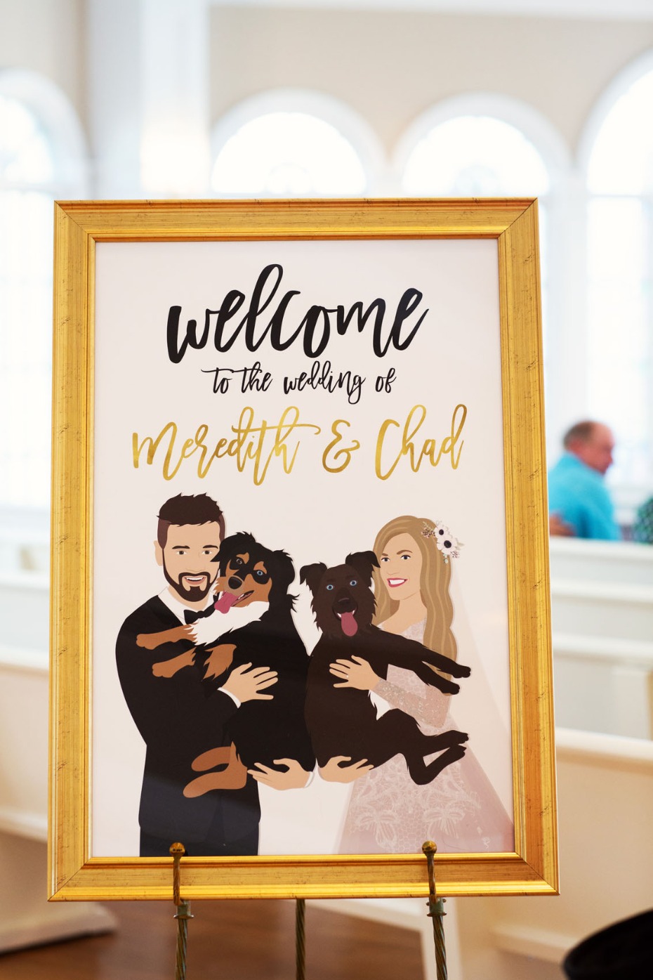 Custom wedding sign with pets