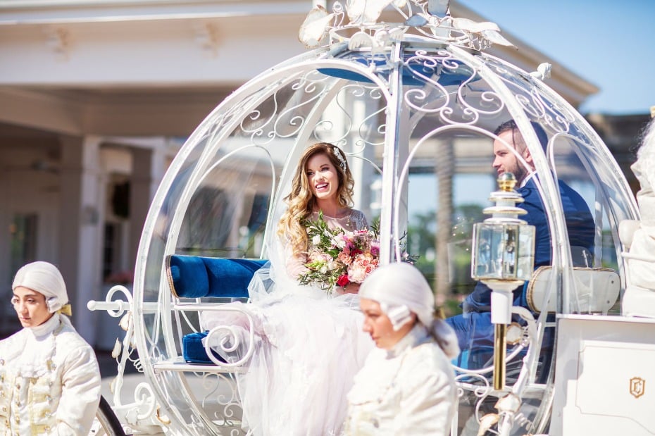 Ride in Cinderella's coach for your wedding at WDW