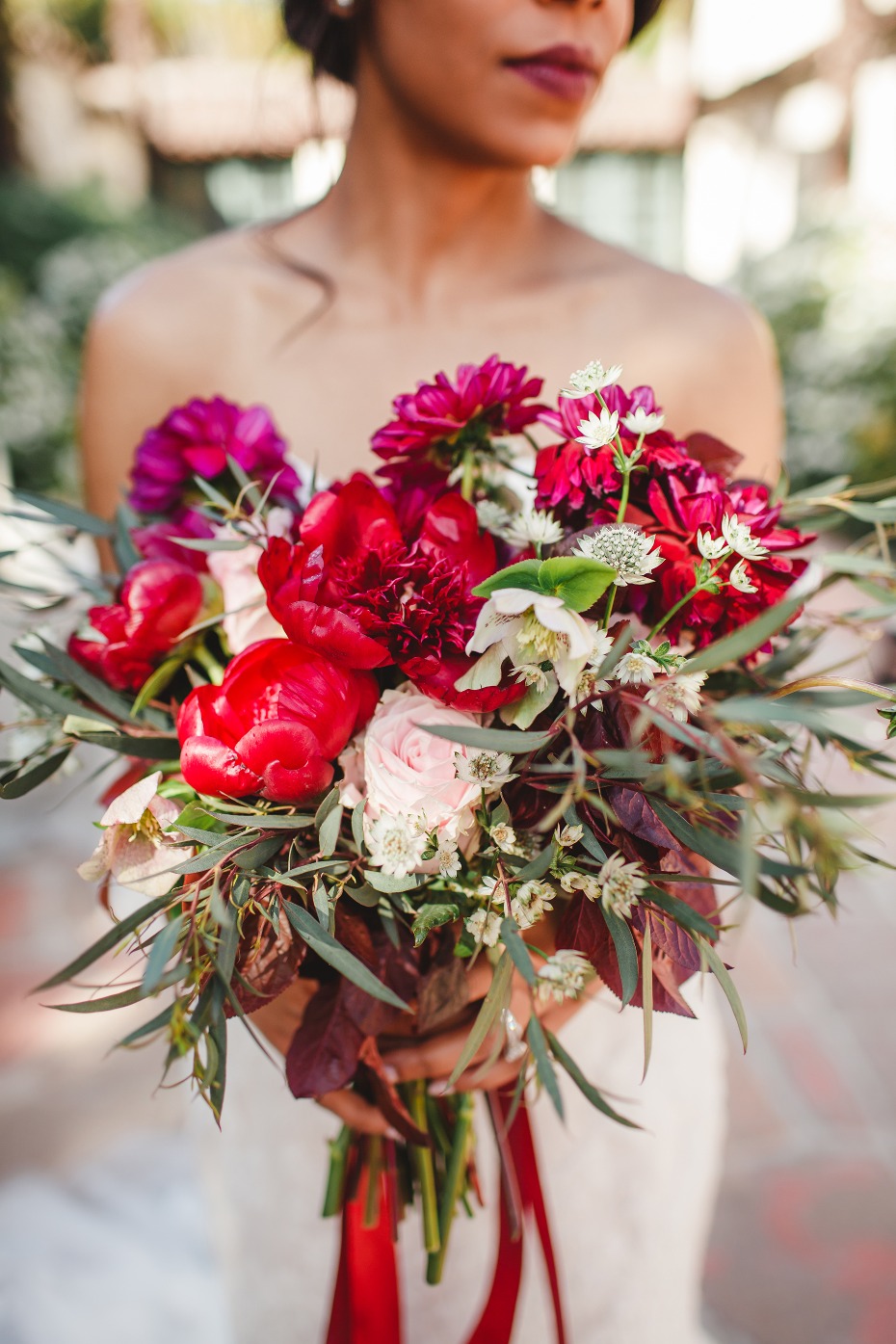 Stunning red and blush bouquet