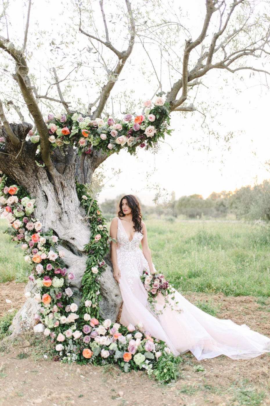Nathalie Karam blush wedding dress