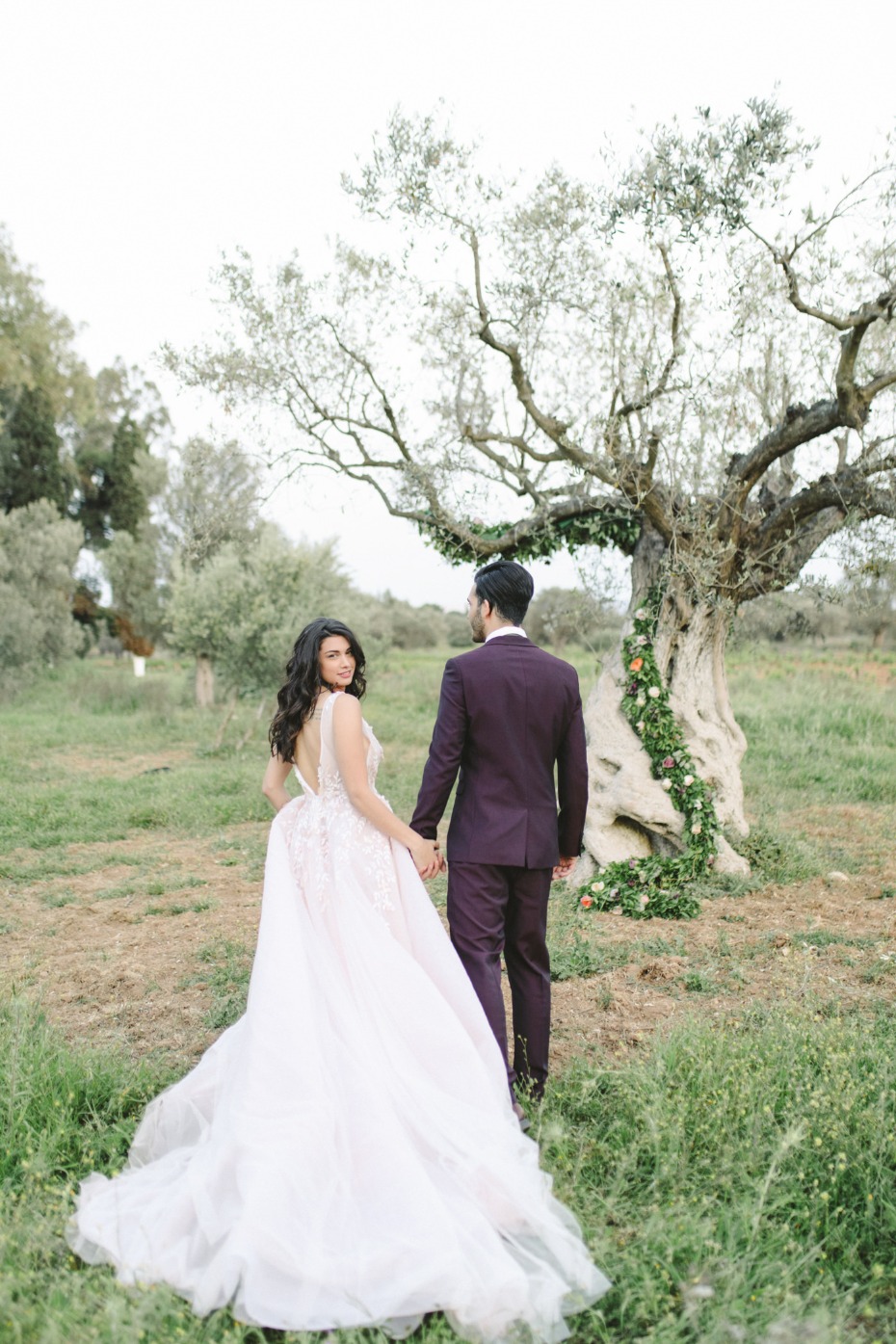 Blush wedding dress by Nathalie Karam