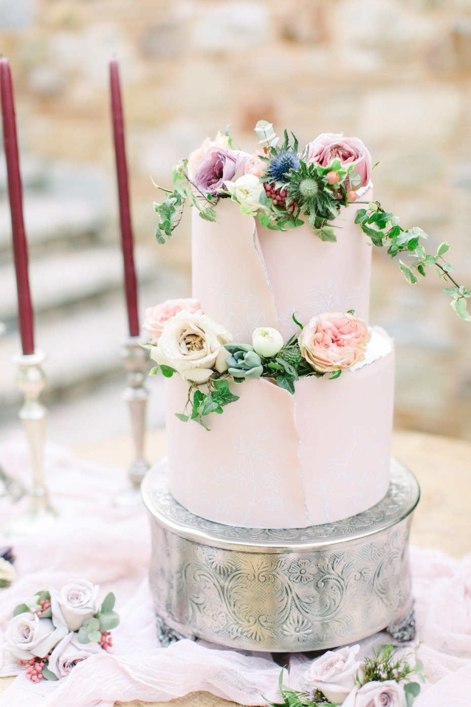 Modern blush wedding cake