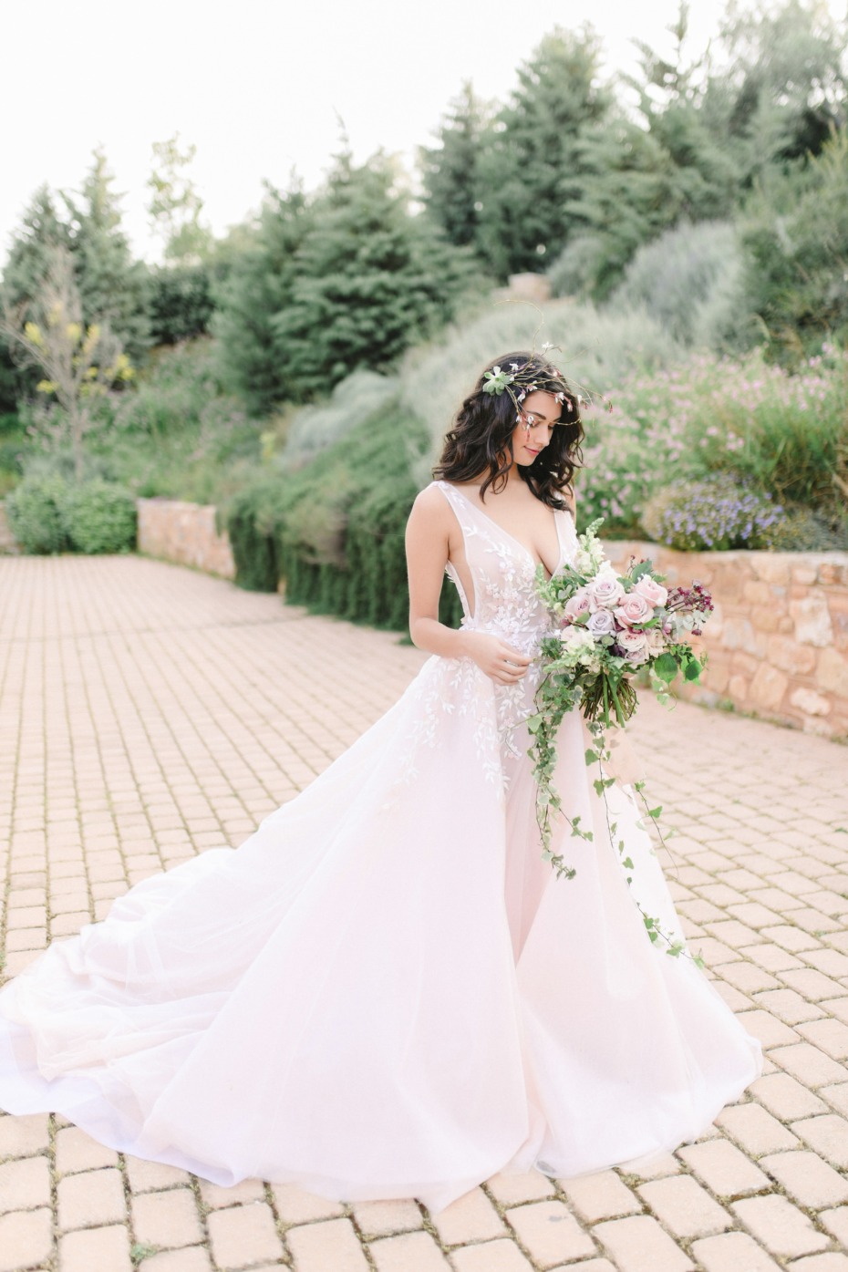Blush wedding dress by Nathalie Karam