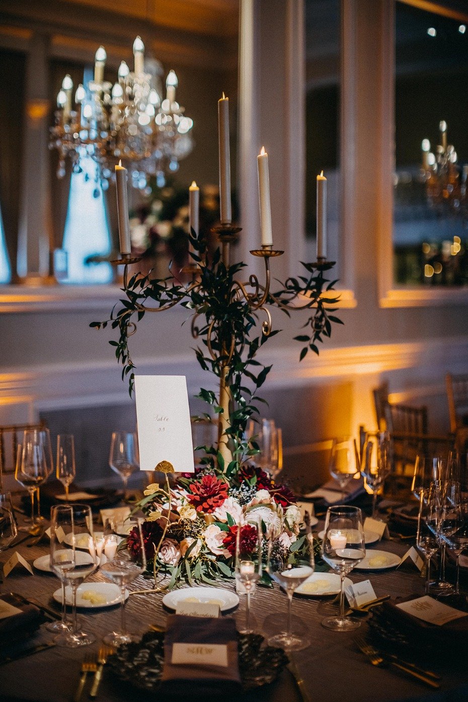 table decor for your dramatic fall wedding