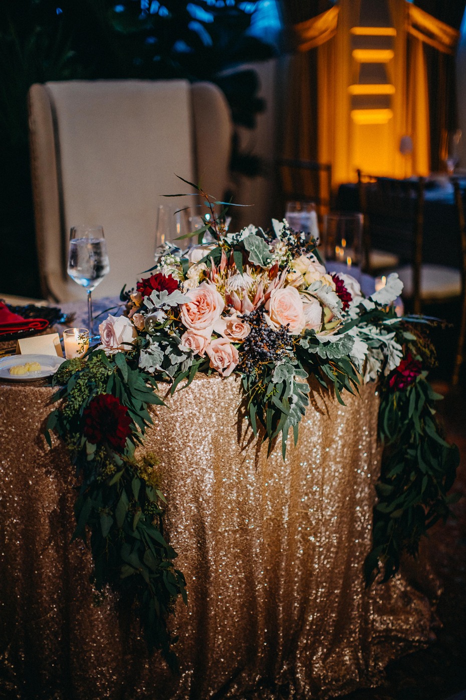 floral decor for the sweetheart table