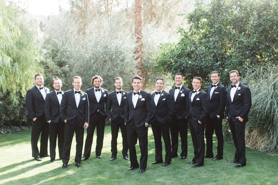 Matching groomsmen in tuxes