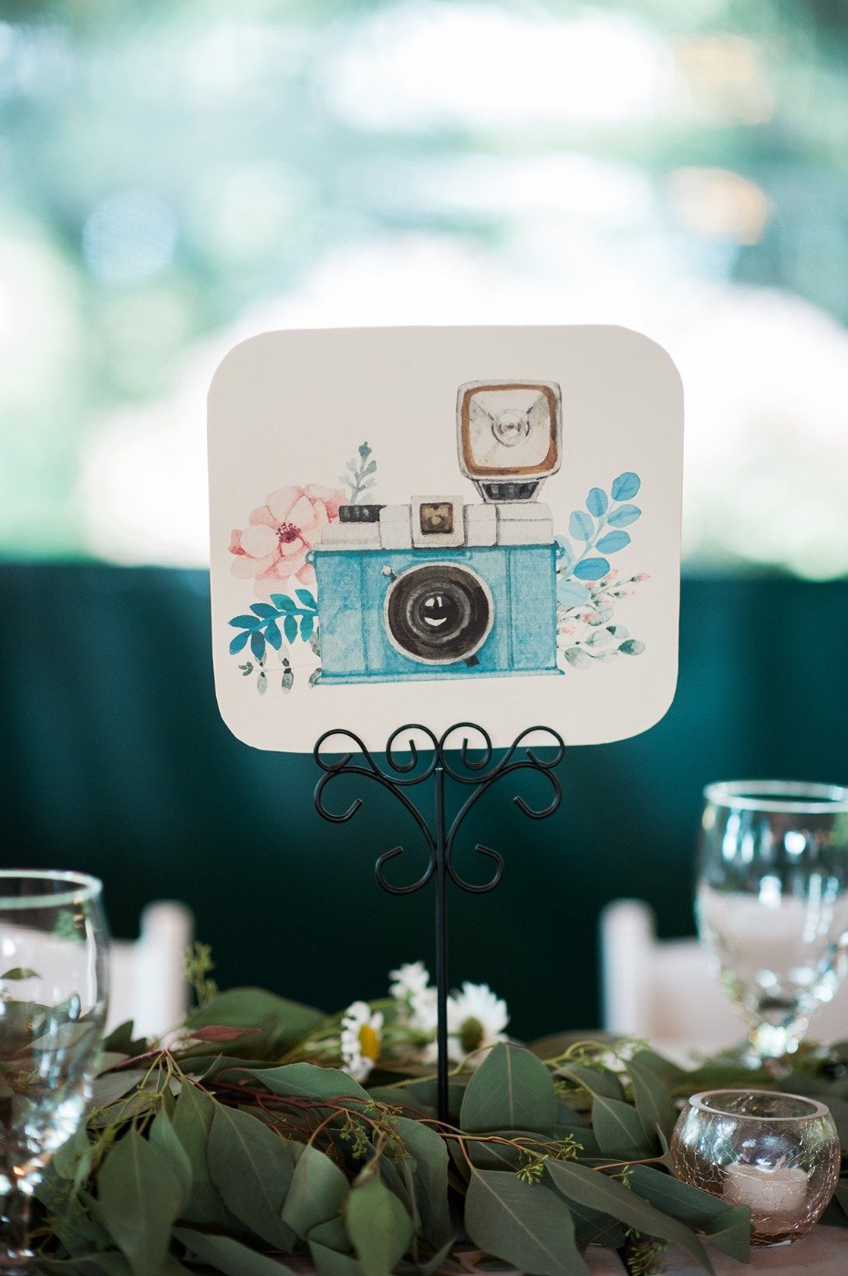 watercolor photo table card